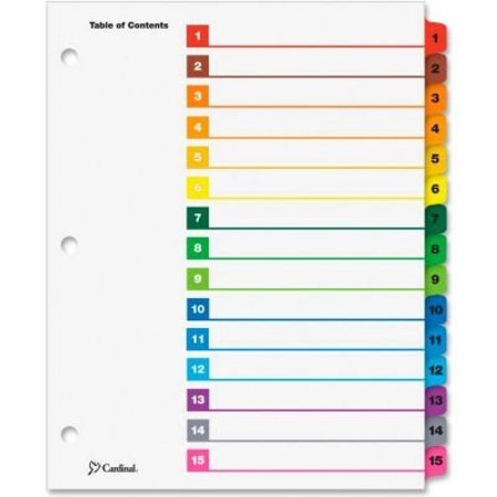 CARDINAL BRANDS Cardinal OneStep Printable T.O.C. Divider, Printed 1, 15, 9"x11", 15 Tabs, White/Multicolor 61518